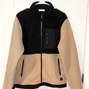 H2H Men’s Black and tan Two-Tone Fleece Jacket zip up